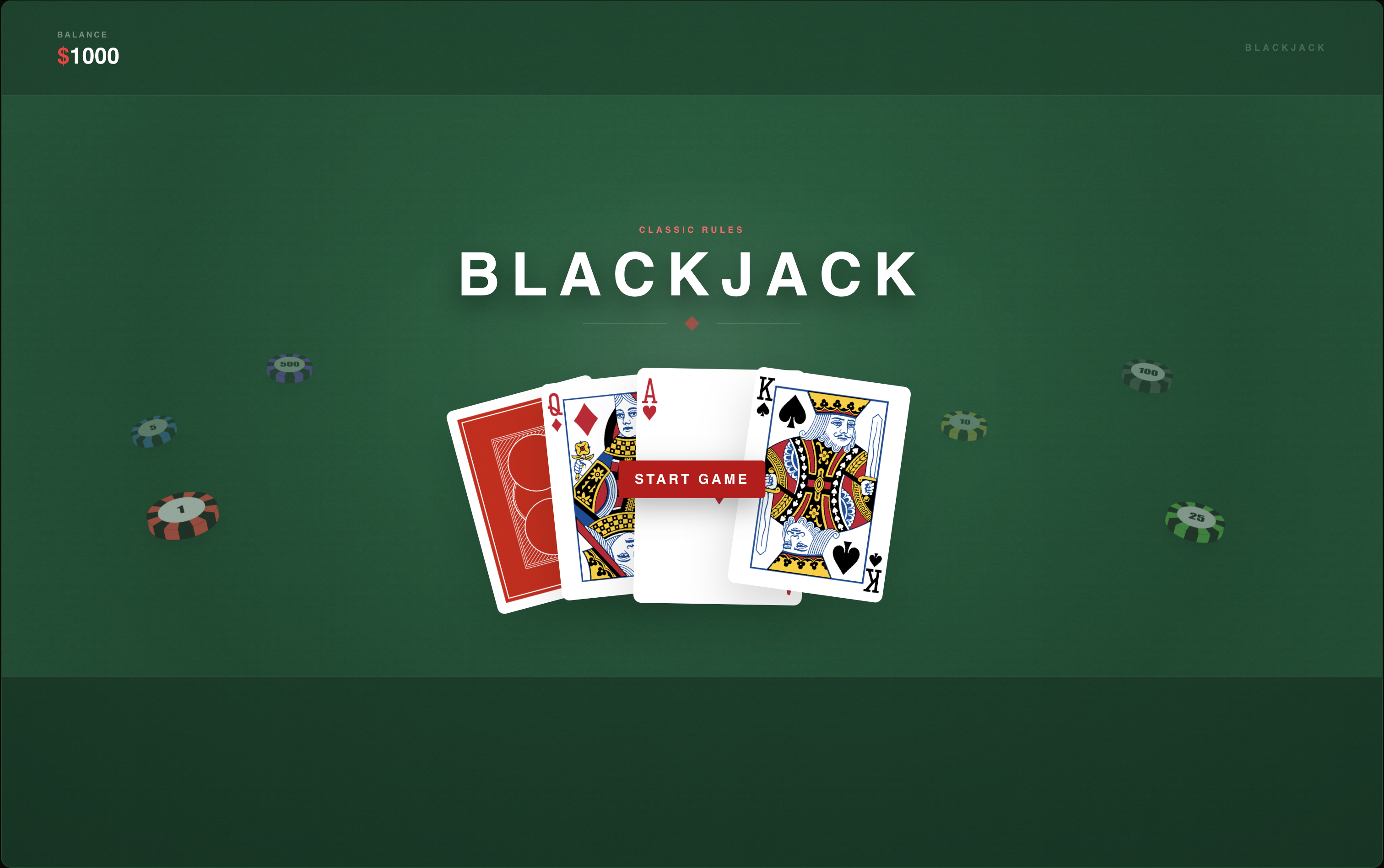 Blackjack project screenshot