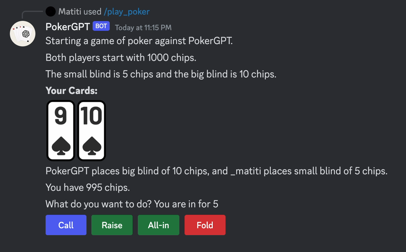 PokerGPT project screenshot