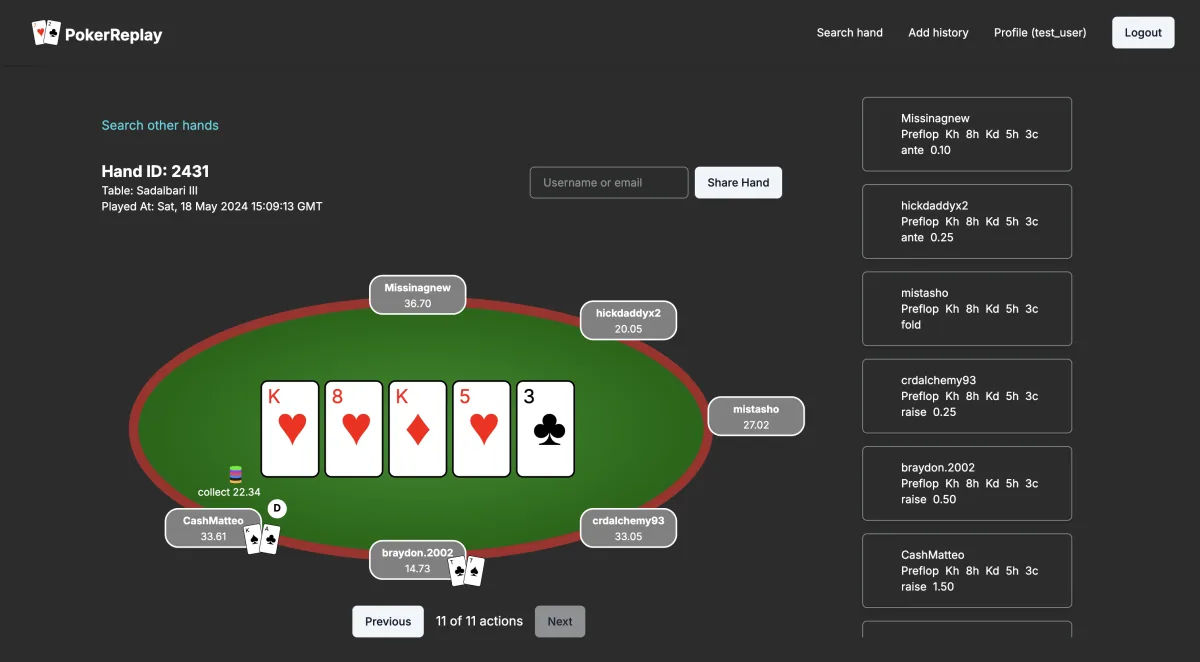 Poker Replay screenshot